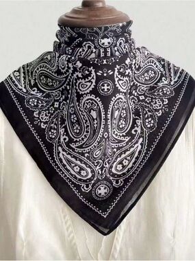 Black Paisley Bandana Scarf for Men